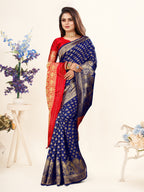 Vedant Vastram Litchi Silk Designer Banarasi Saree - Blue