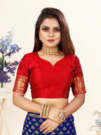 Vedant Vastram Litchi Silk Designer Banarasi Saree - Blue