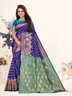 Vedant Vastram Litchi Silk Designer Banarasi Saree - Violate