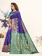 Vedant Vastram Litchi Silk Designer Banarasi Saree - Violate