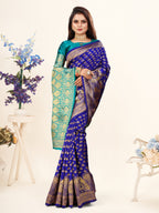 Vedant Vastram Litchi Silk Designer Banarasi Saree - Violate
