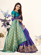 Vedant Vastram Litchi Silk Designer Banarasi Saree - Violate