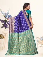 Vedant Vastram Litchi Silk Designer Banarasi Saree - Violate