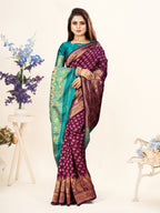 Vedant Vastram Litchi Silk Designer Banarasi Saree - Wine