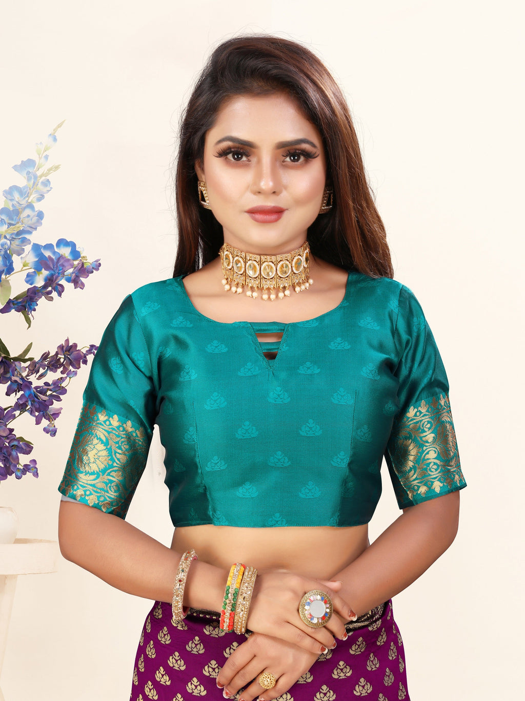 Vedant Vastram Litchi Silk Designer Banarasi Saree - Wine