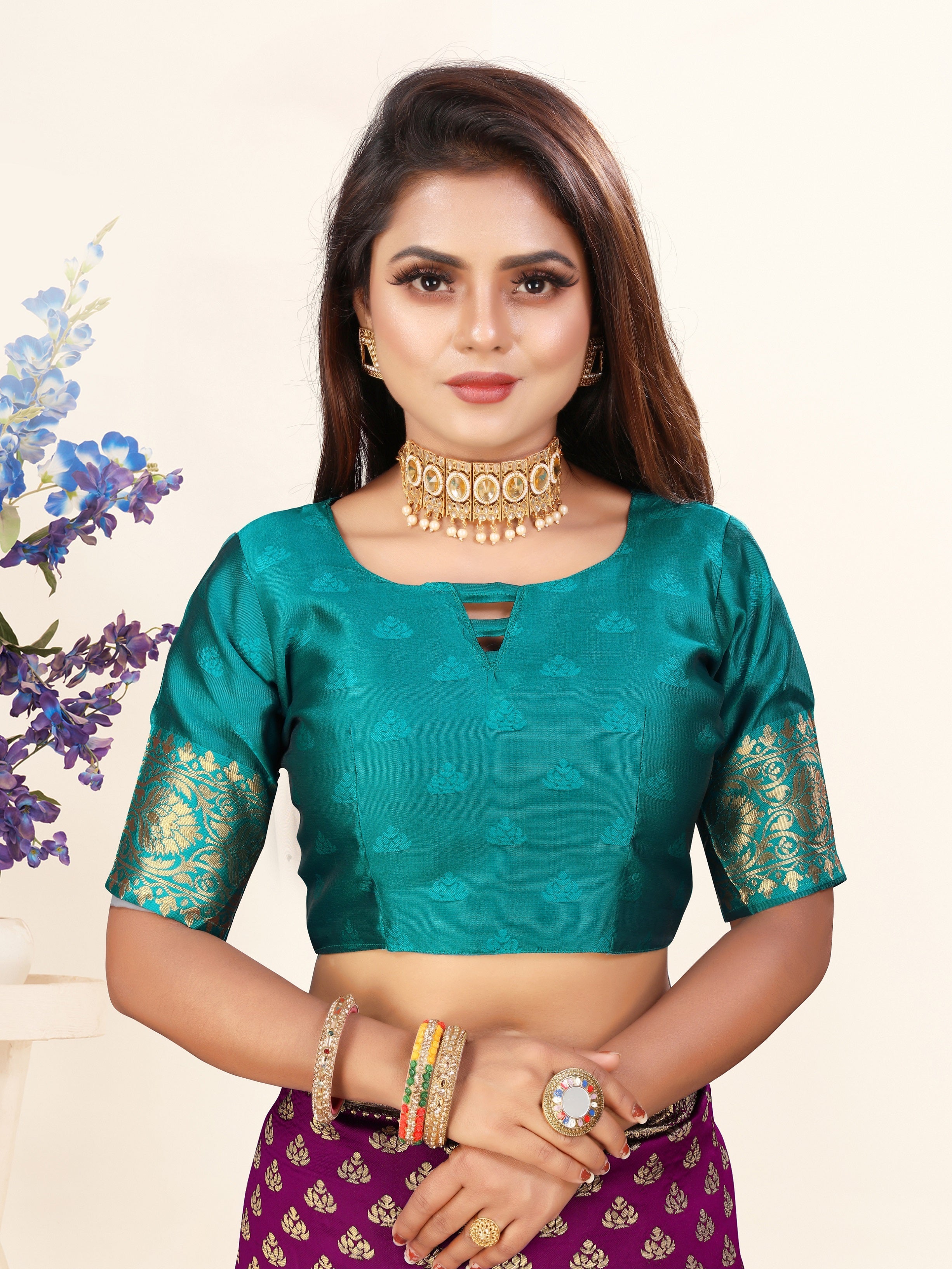 Vedant Vastram Litchi Silk Designer Banarasi Saree - Wine