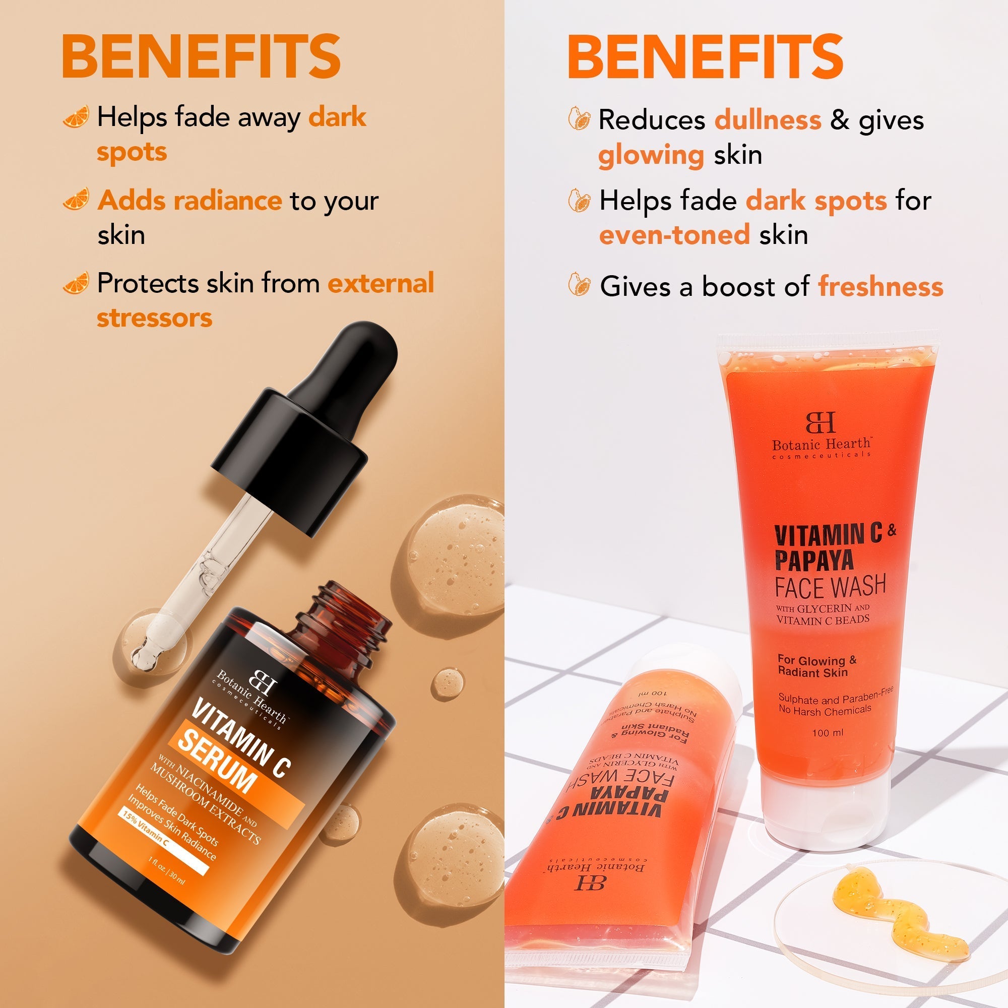 Botanic Hearth Vitamin C Serum & Vitamin C & Papaya Face Wash