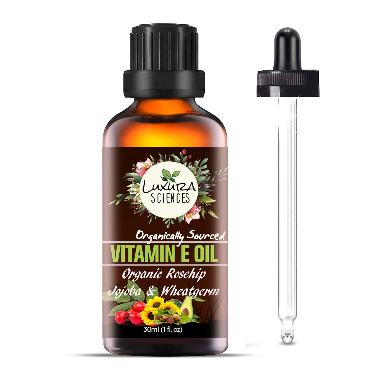 Luxura Sciences Organic Essential Oils for Skin Brightening & Tightening - Rosehip Oil, Argan Oil, Grape Seed Oil, Turmeric Oil, Vitamin E Oil