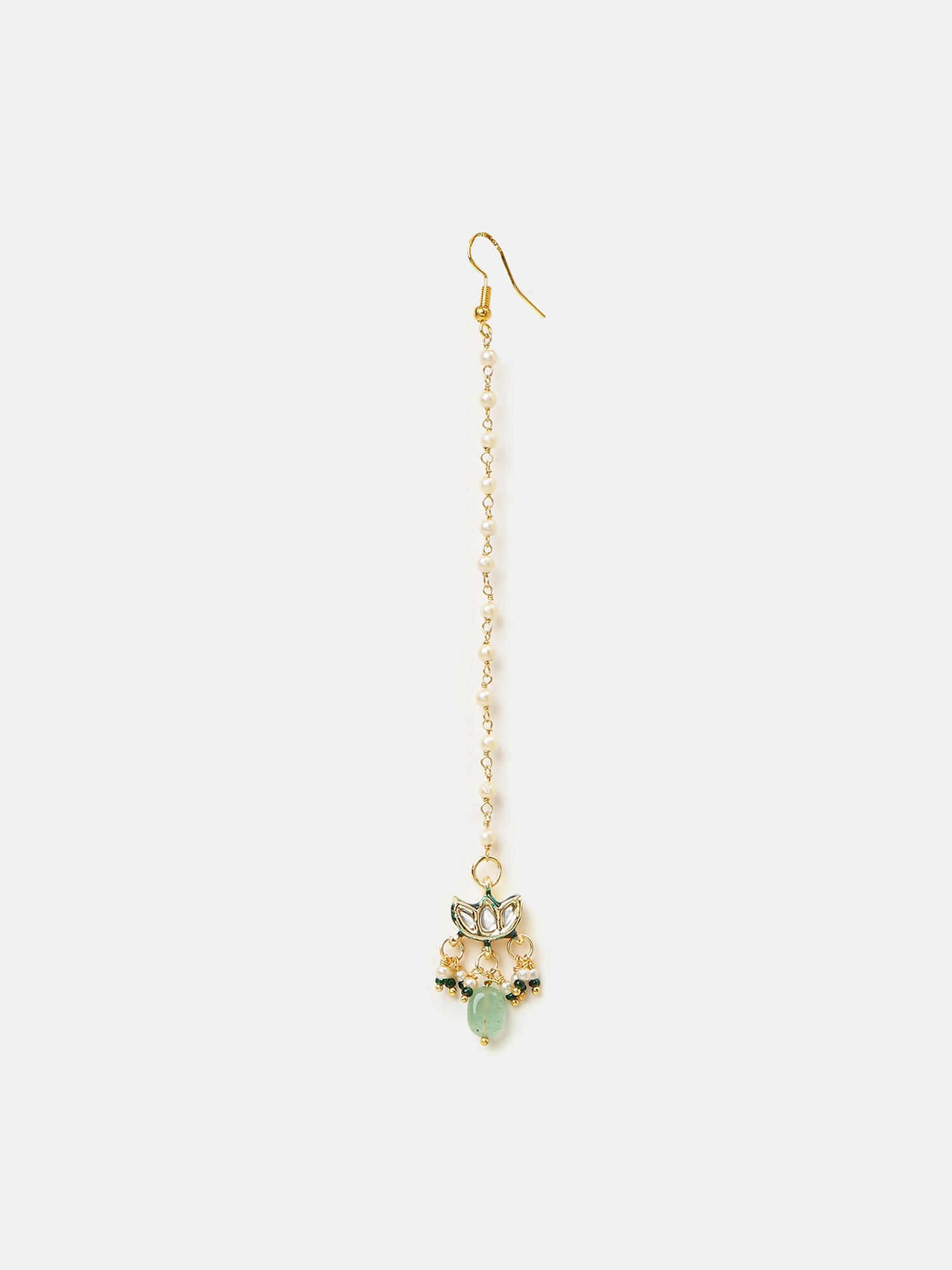 Ruby Raang Green-Gold Kundan Neck Piece With Matching Earrings And Maang Tikka - Distacart
