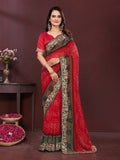Ai Fashion Red Georgette Digital Print Party Wear Saree - Distacart