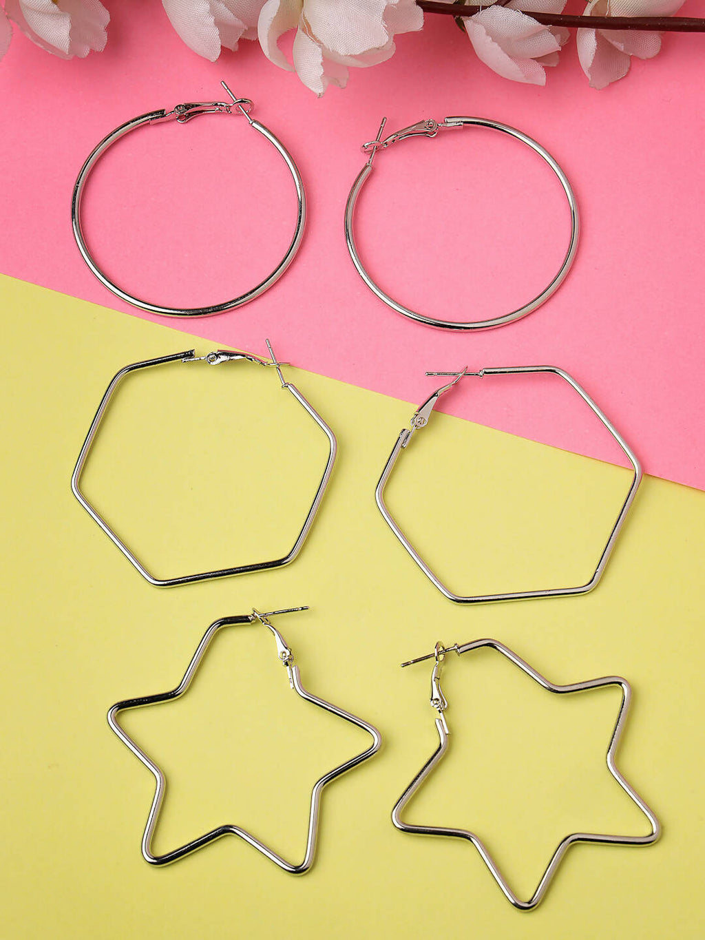 NVR Women Gold-Toned Geometric Hoop Earrings - Distacart