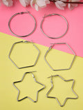 NVR Women Gold-Toned Geometric Hoop Earrings - Distacart