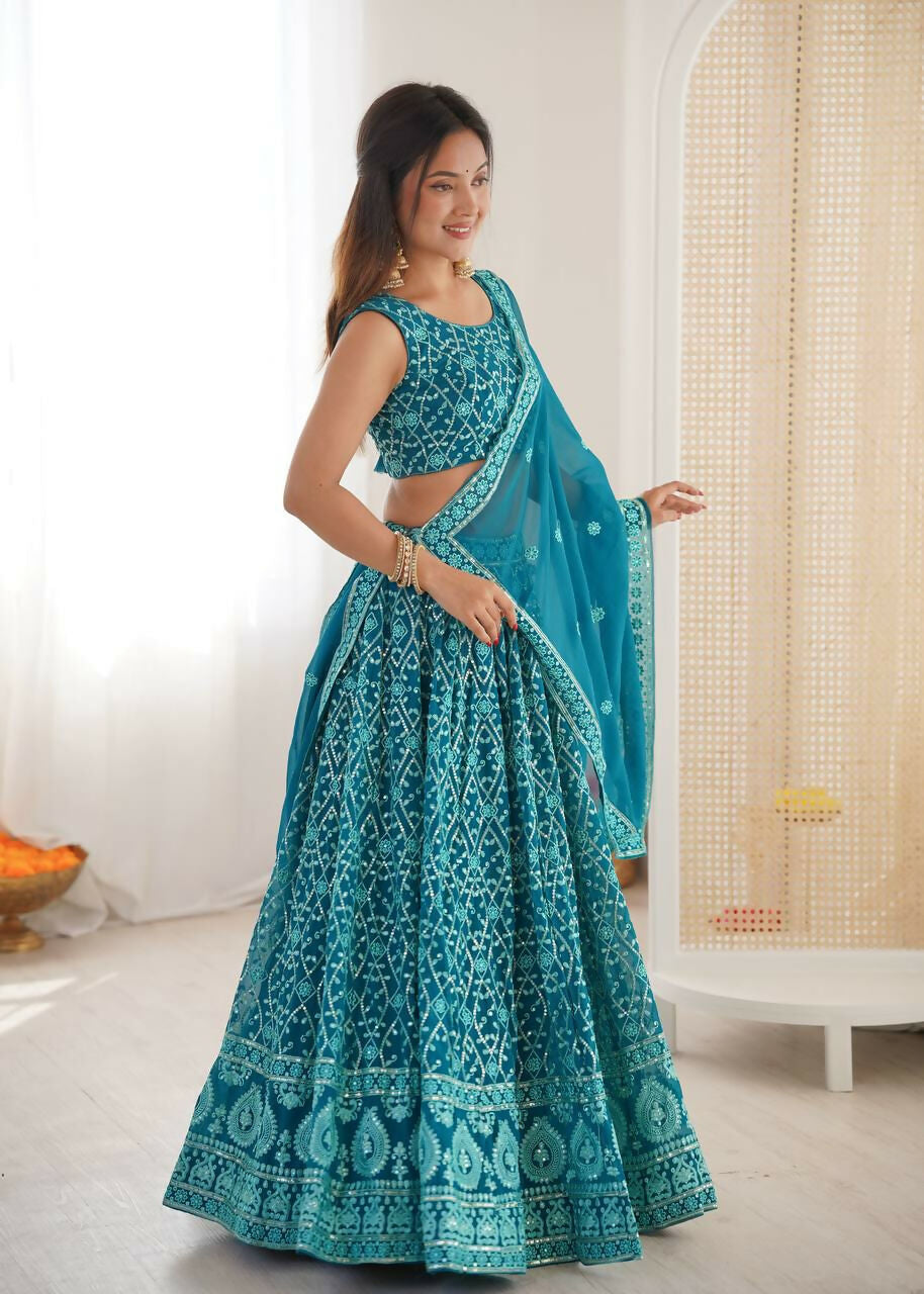 Lehenga Mart Designer Indian Wedding Lehenga Choli-Blue - Distacart