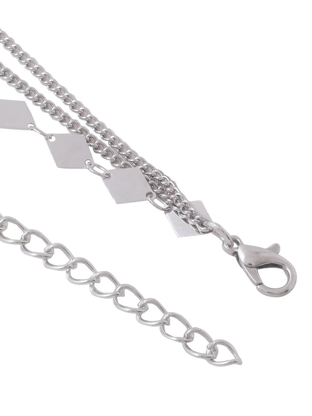 NVR Women's 3 Layered Silver-Plated Minimal Layered Necklace