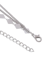 NVR Women's 3 Layered Silver-Plated Minimal Layered Necklace