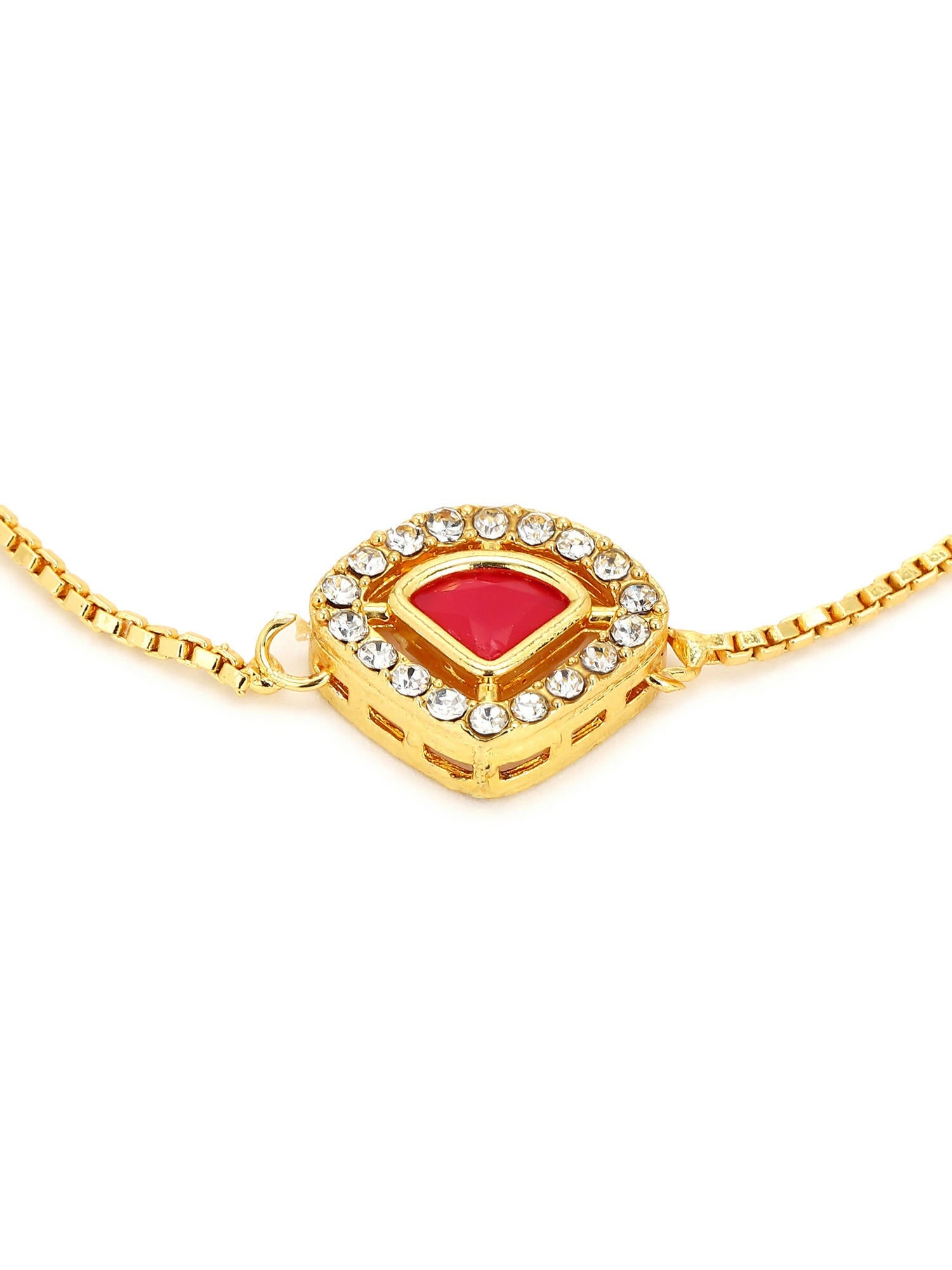 Women's Gold-Plated Pink Kundan Studded Brass Charm Bracelet - Ruby Raang - Distacart