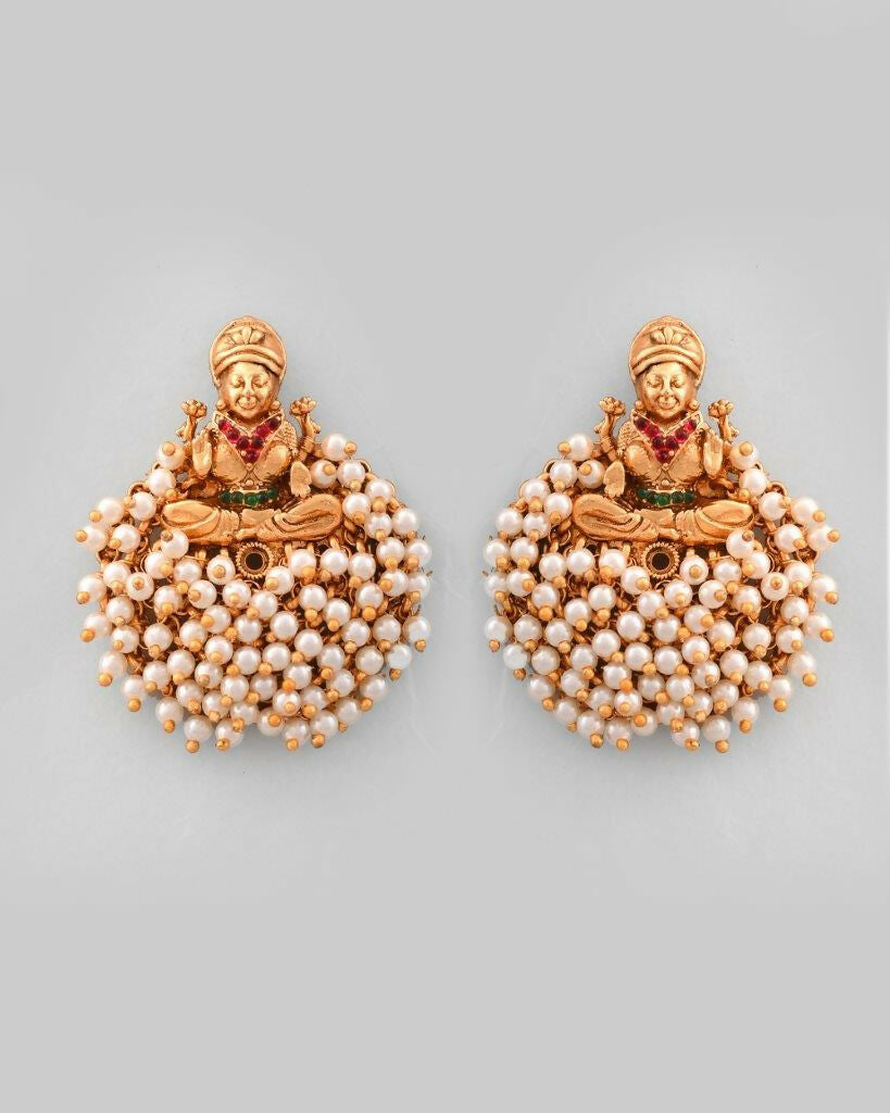 VOJ South Indian Traditional Copper Necklace With Earrings Set