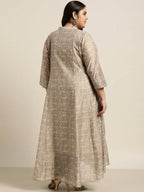 Juniper Women`S Beige Rayon Festive Wear Printed Anarkali Kurta - Distacart
