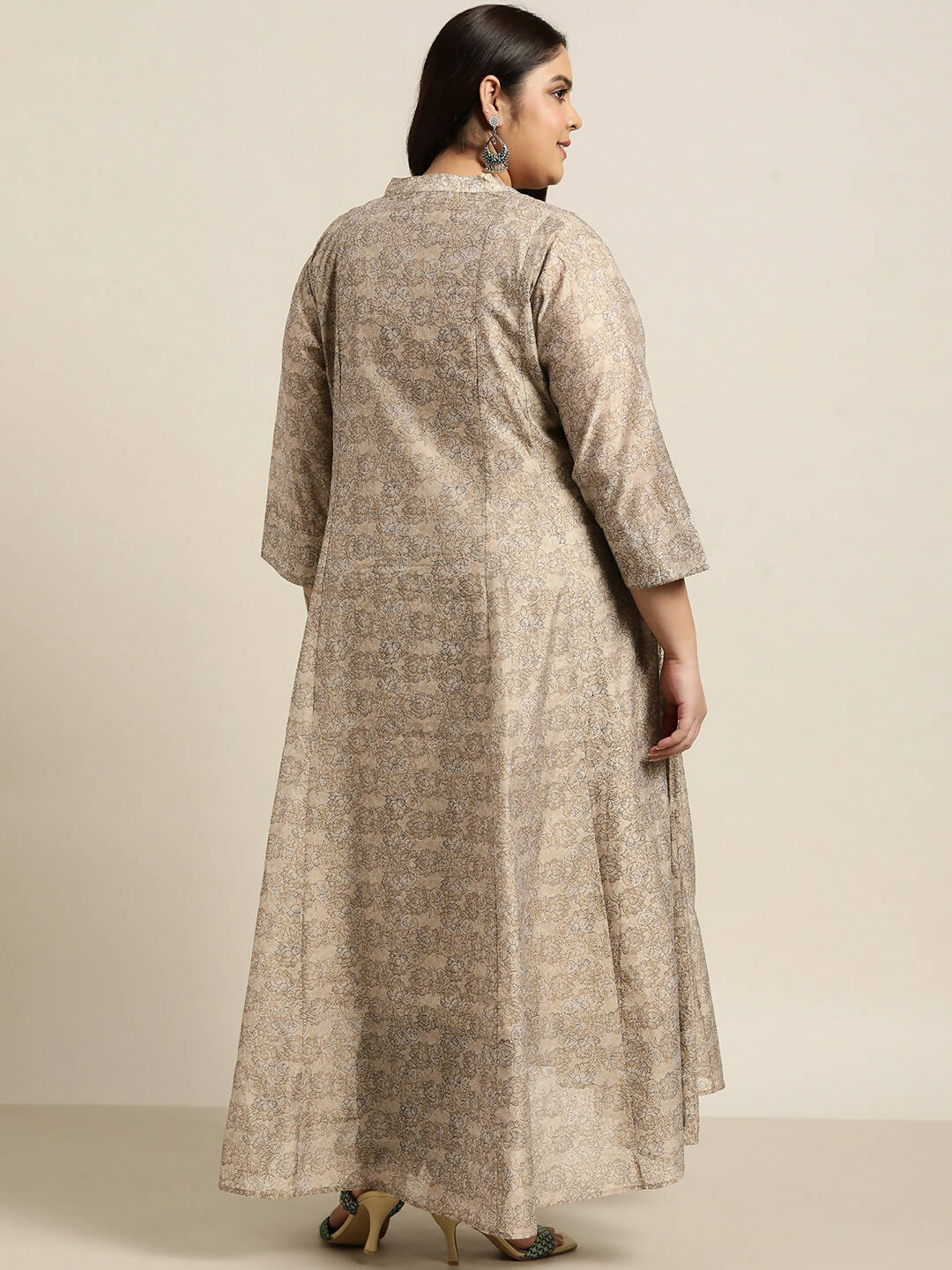 Juniper Women`S Beige Rayon Festive Wear Printed Anarkali Kurta - Distacart