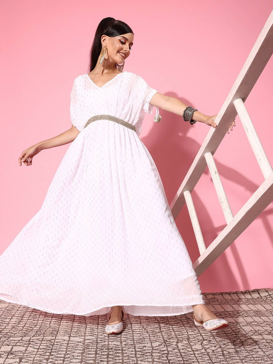 Ahalyaa Women's Traditional wear Ethnic Dress - White - Distacart