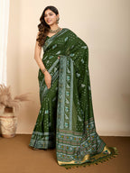 Green Soft Silk Woven Meenakari Designer Saree - Vedanti