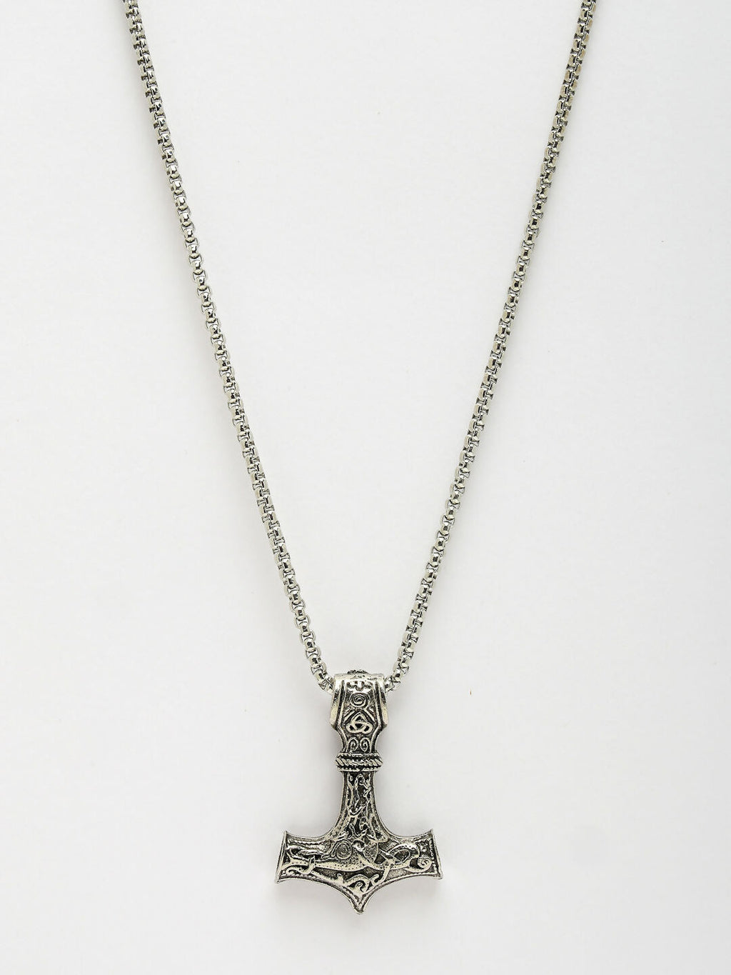 NVR Men's Silver-Plated Stainless Steel Pendant with Chain