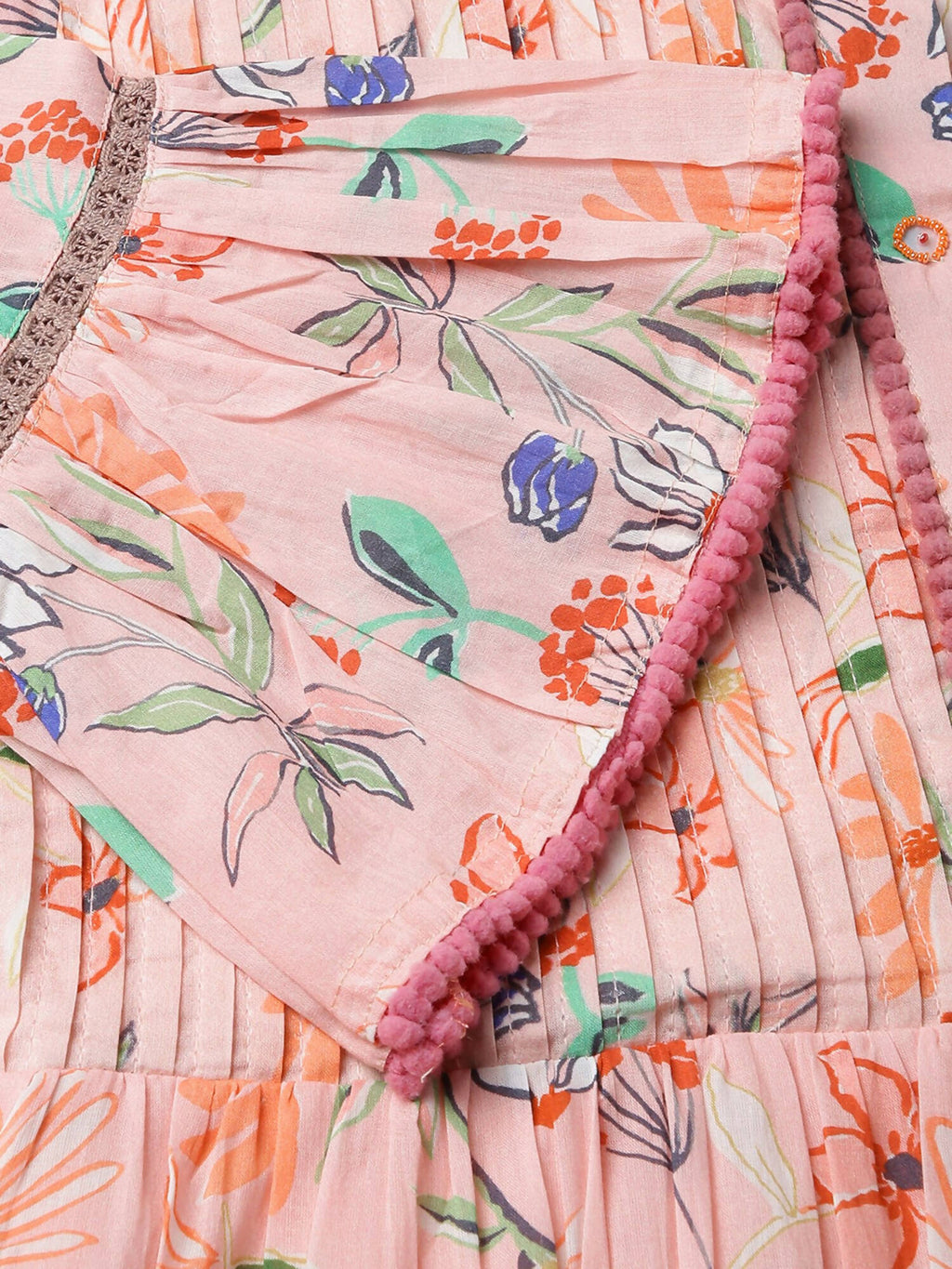 Pink Cotton Floral Printed Dress - Nandani - Distacart