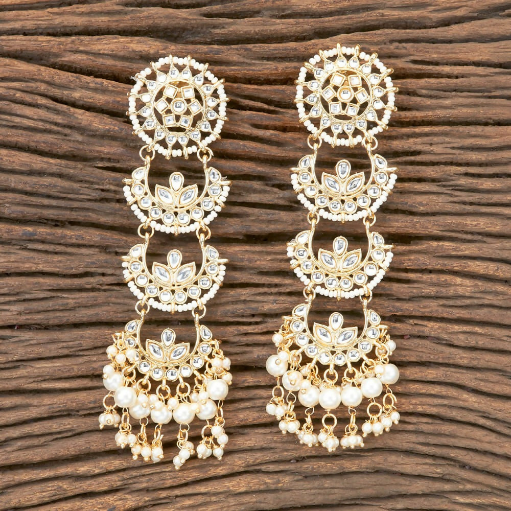 Joban Fashion Women Kundan Pearl Golden White Earrings - Distacart