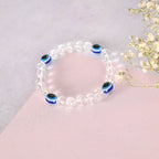 NVR Men & Women Evil Eyetransparent Beaded Elasticated Bracelet - Distacart