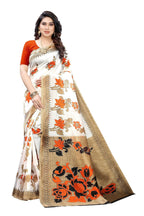 Vamika White Printed Art Silk Saree