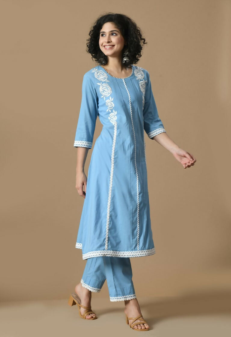 Joban Fashion L.Blue Cotton Kurta Set
