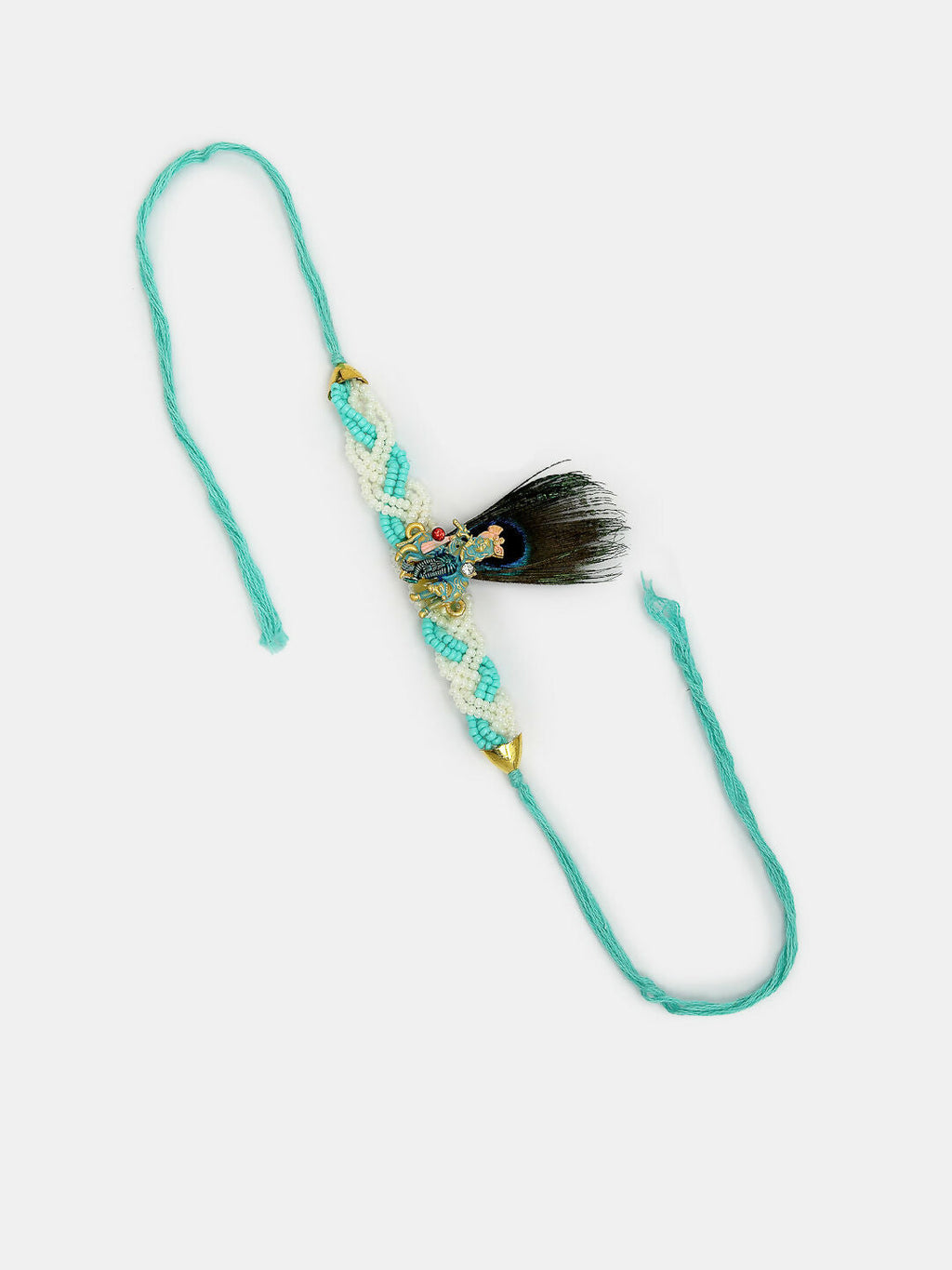 NVR Women & Men Set of 2 Blue Krishna Pearl Bhaiya Bhabhi Rakhi With Roli Chawal & Chocolate - Distacart