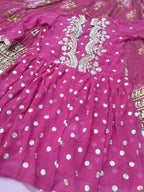 Jyoti Fashion Pink Jari with Sequin Embroidered Georgette Semi Lehenga Choli with Dupatta