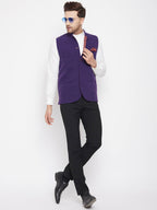 Even Apparels Purple Wool Men's Nehru Jacket-Contrast Lining-Inbuilt Pocket Square - Distacart