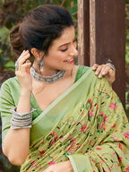 Shree Shyam Fashion Linen Yellow Green Saree - Distacart