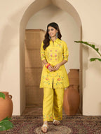 Joban Fashion Women Yellow Roman Silk Embroidered Stitched Kurta Set - Distacart