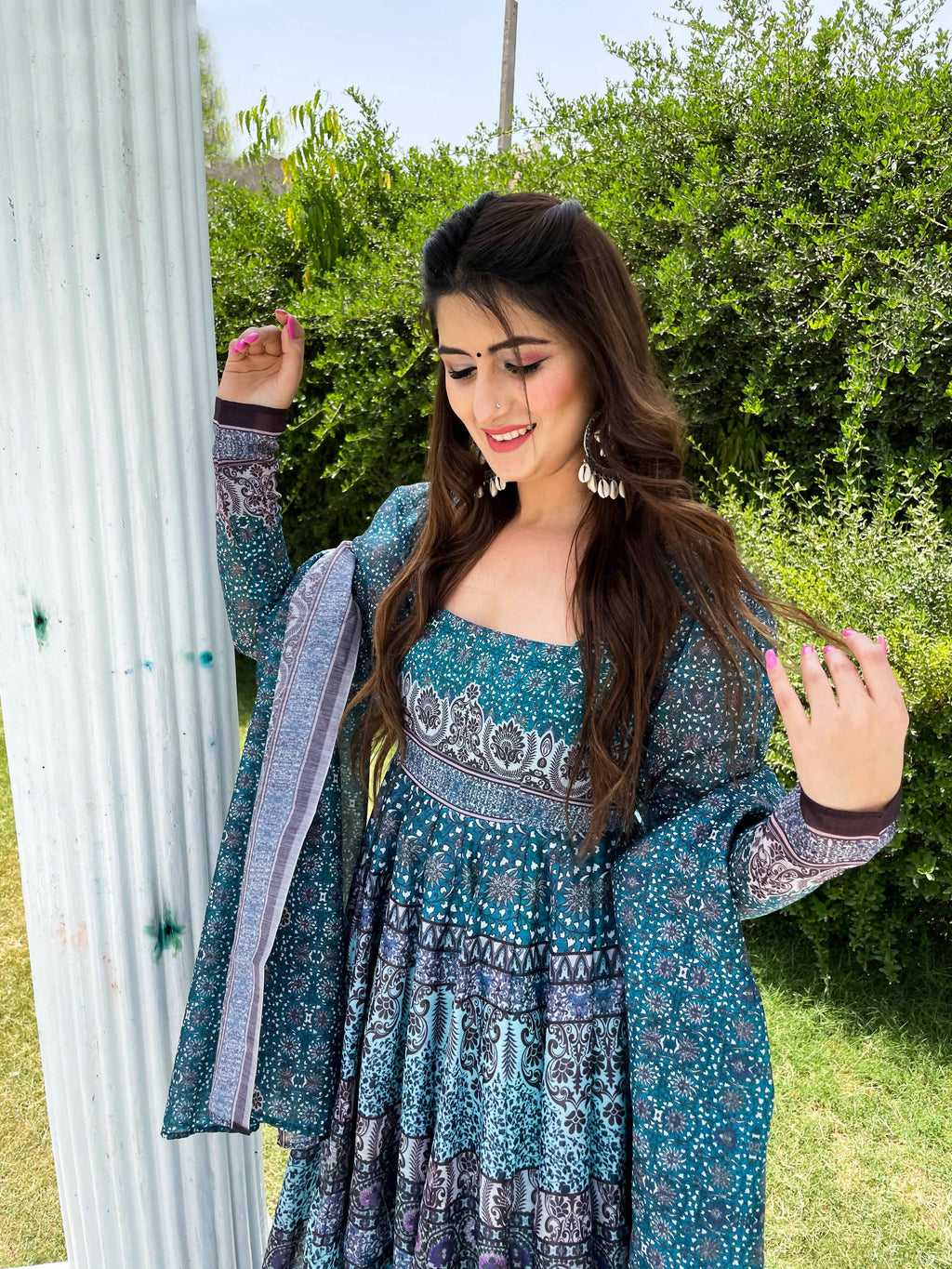 Partywear Designer Skyblue Chanderi Suit - Anbazaar - Distacart