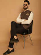 Even Apparels Pure Wool Nehru Jacket - Brown