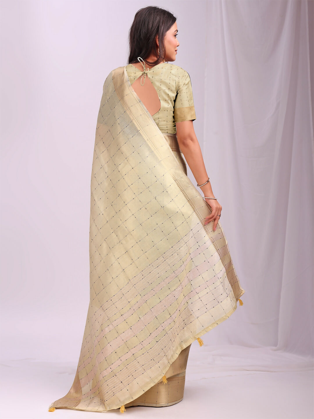 Shree Shyam Fashion Organza Gold Saree - Distacart