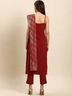Janasya Maroon Kurta with Trousers & With Dupatta - Distacart