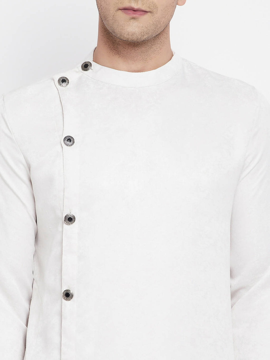 Even Apparels White Rayon Men's Sherwani Kurta With Asymetrical Cut - Distacart