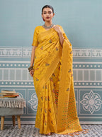 Shree Shyam Fashion Yellow Silk Saree - Distacart