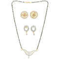 AanyaCentric Gold-Polished Mangalsutra with Pendant, 2 Pair Earrings