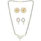 AanyaCentric Gold-Polished Mangalsutra with Pendant, 2 Pair Earrings