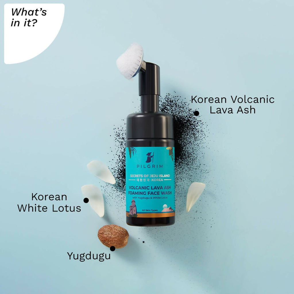 Pilgrim Volcanic Lava Ash Foaming Face Wash with Brush - Distacart