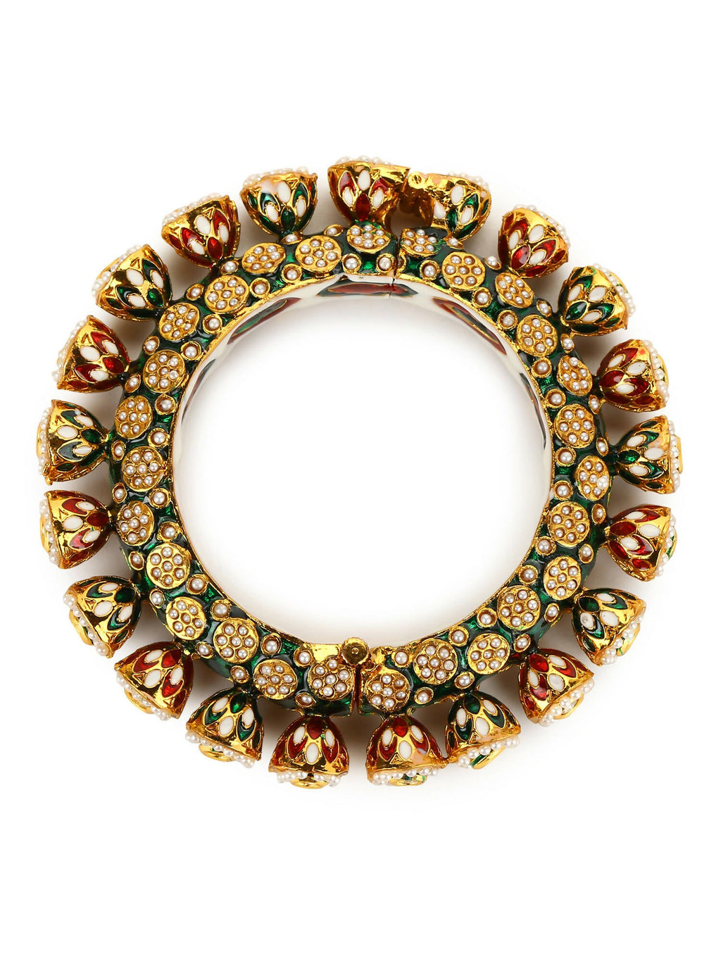 Gold-Plated Green Navratan Meenakari Bangle - Ruby Raang - Distacart