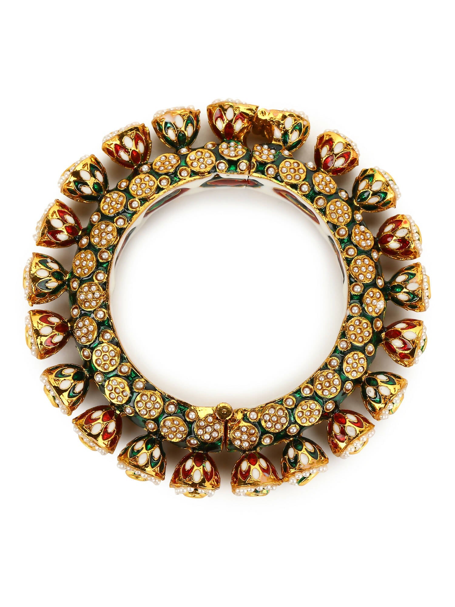 Gold-Plated Green Navratan Meenakari Bangle - Ruby Raang - Distacart