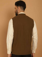 Even Apparels Pure Wool Nehru Jacket - Green
