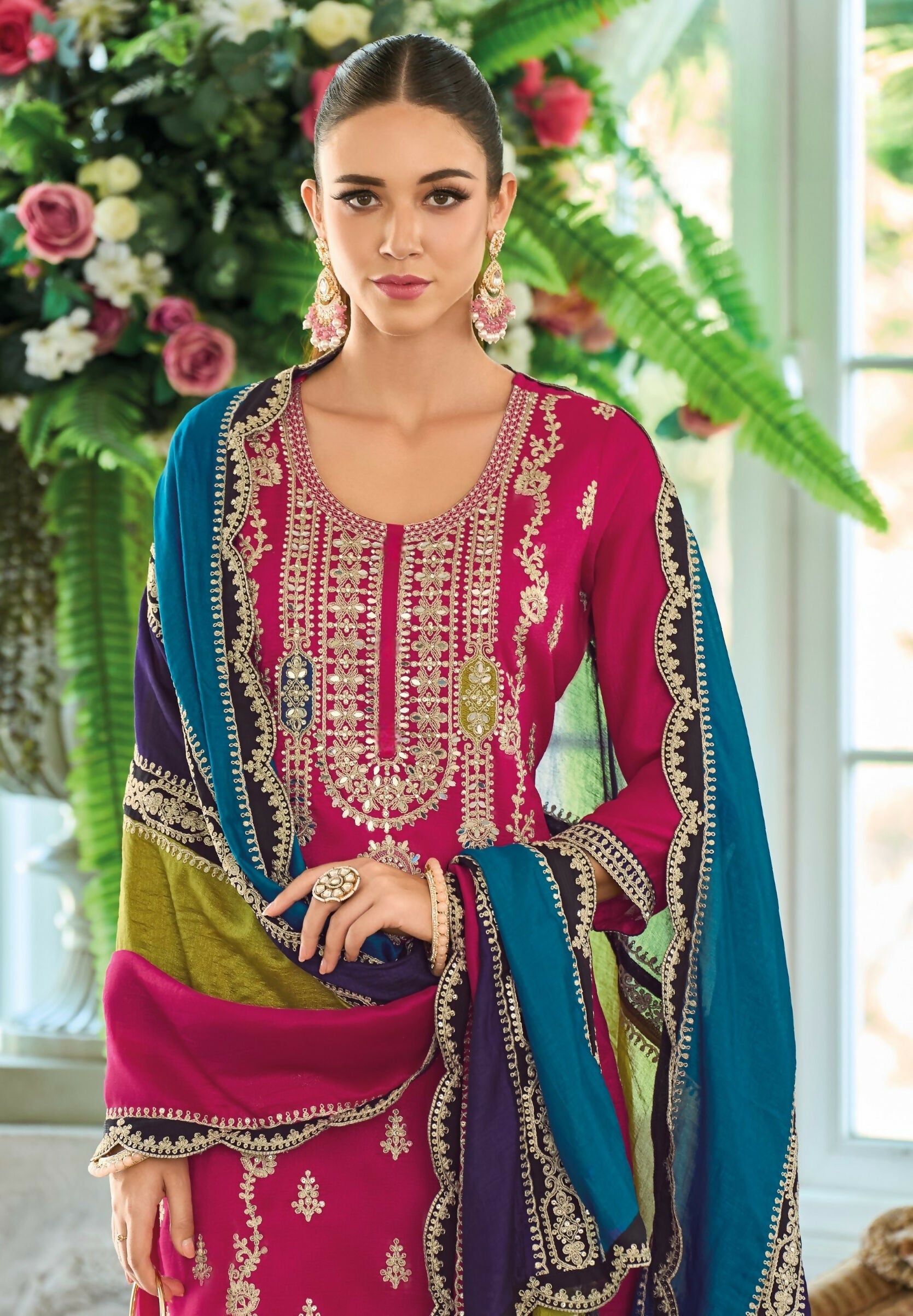Anaita Pink Premium Embroidered Chinon Stitched Salwar Suit - Distacart