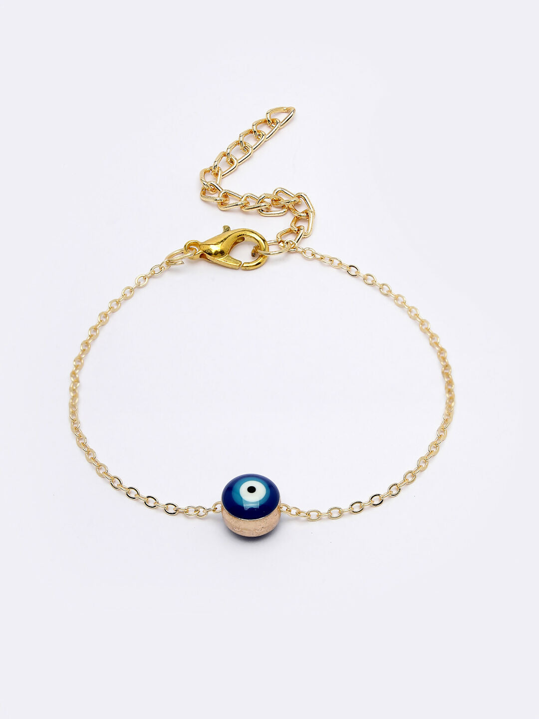 NVR Women Gold-Toned Blue Evil Eye Charm Bracelet - Distacart
